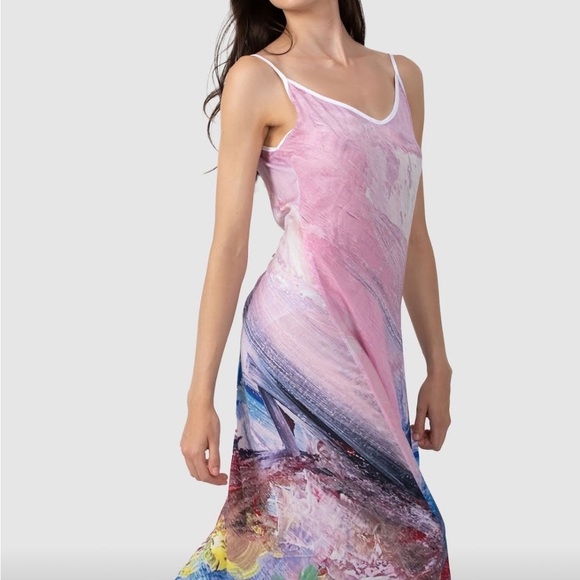 Brand New- WEARABLE ART  Silk-Like Slip Dress Miracle - Made in London - Picture 3 of 15